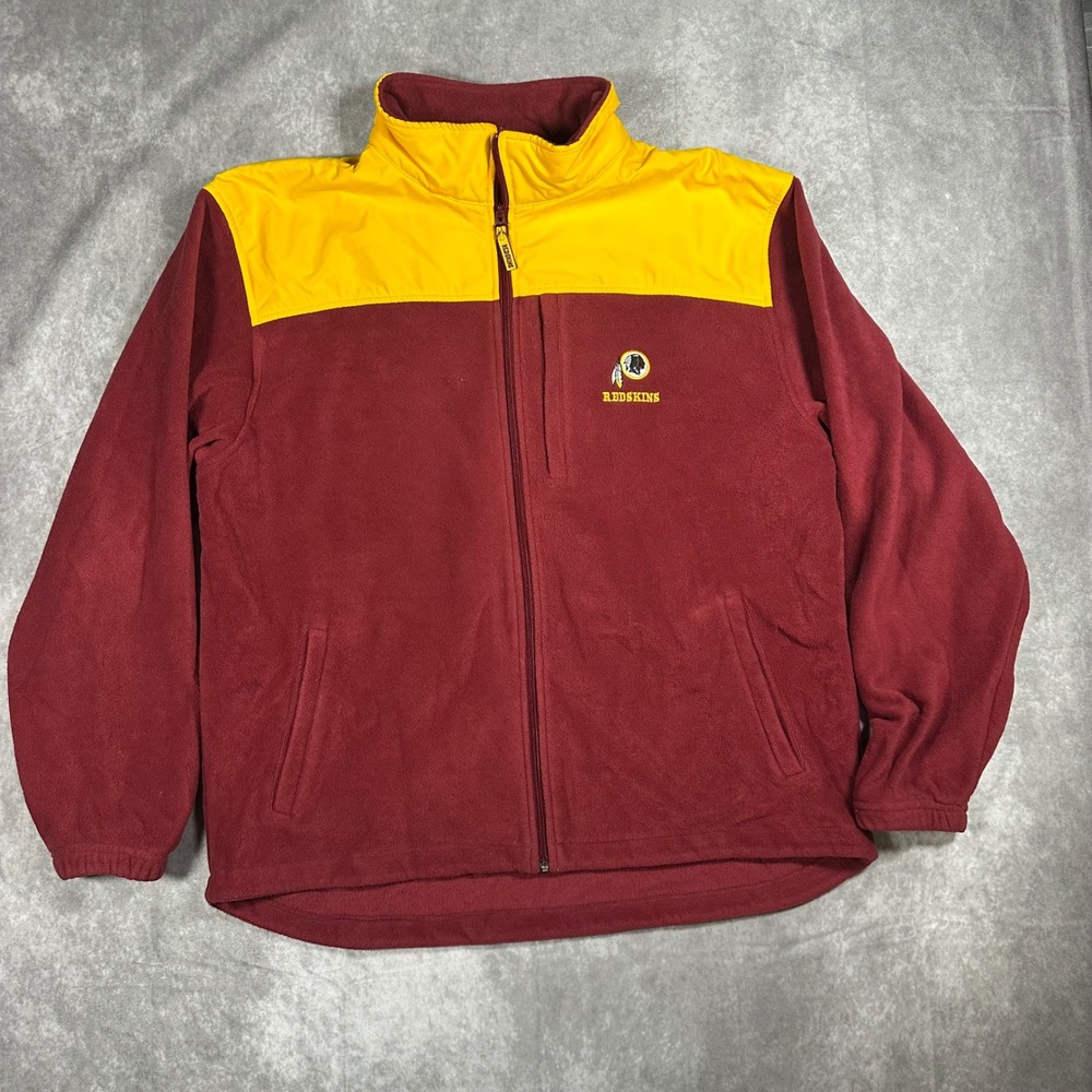 NFL Team Apparel Washington Football Fleece Jacket Mens XL Burgundy Gold Retro